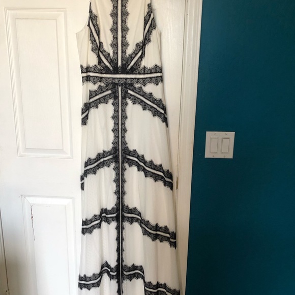 Aidan by Aidan mattox point D’esprit Gown White and black Size: 12 - Picture 6 of 7